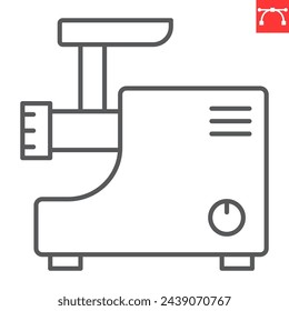 Meat grinder line icon, home appliances and kitchen equipment , electric mincer vector icon, vector graphics, editable stroke outline sign, eps 10.