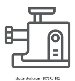 Meat grinder line icon, kitchen and cooking, cook tool sign vector graphics, a linear pattern on a white background, eps 10.