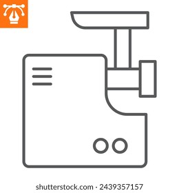 Meat grinder line icon, outline style icon for web site or mobile app, home appliances and kitchen equipment, electric mincer vector icon, simple vector illustration, vector graphics.