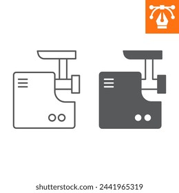 Meat grinder line and solid icon, outline style icon for web site or mobile app, home appliances and kitchen equipment, electric mincer vector icon, simple vector illustration, vector graphics.