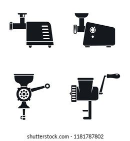 Meat grinder machine icon set. Simple set of meat grinder machine vector icons for web design on white background