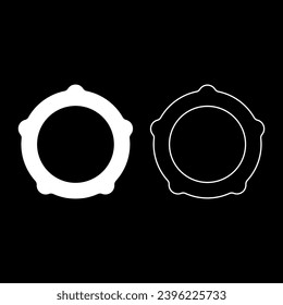Meat grinder mincer nut screw female screw pawl stop latch holder set icon white color vector illustration image solid fill outline contour line thin flat style