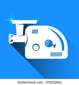 meat grinder on blue background