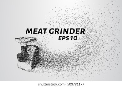 Meat grinder of the particles. The meat grinder shatters into smaller molecules. The meat grinder consists of circles and points.