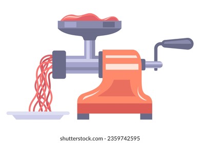 meat grinder. prepare homemade minced meat. flat vector illustration