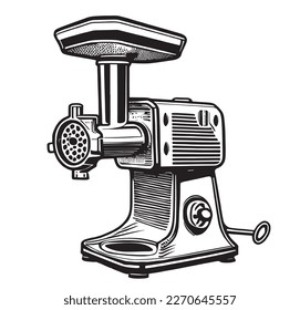Retroskizze aus Fleischschleifer, mit einer Hand in Vektorgrafik-Vektorgrafiken im dudalen Stil gezeichnet