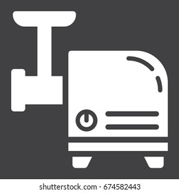 Meat Grinder solid icon, household and appliance, vector graphics, a glyph pattern on a black background, eps 10.