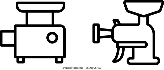 "Meat Grinder Vector Icon Set: Essential Kitchen Appliance Designs"