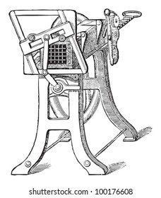 Meat grinder / vintage illustration from Meyers Konversations-Lexikon 1897