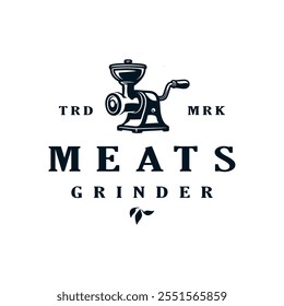 meat grinder vintage logo vector template illustration