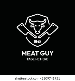 meat guy line art outline logo