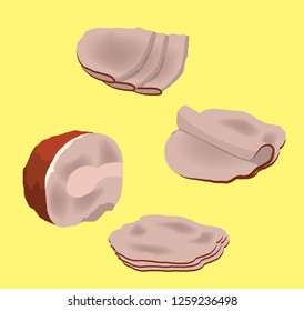 Meat Ham Pieces Vector Illustration