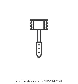 Icono de línea de martillo de carne. signo de estilo lineal para concepto móvil y diseño web. Icono vectorial del contorno del tenderizador de carne. Símbolo, ilustración del logotipo. Gráficos vectoriales