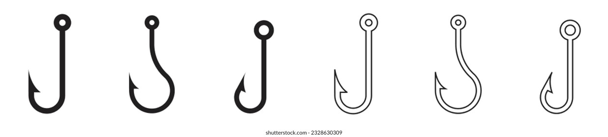 meat hook or fish hook icon set vector