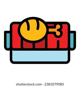 Meat hot icon outline vector. Food cook. Fire party color flat