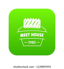 Meat house icon green vector isolated on white background