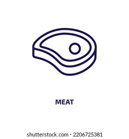 meat icon from agriculture farming and gardening collection. Thin linear meat, restaurant, food outline icon isolated on white background. Line vector meat sign, symbol for web and mobile