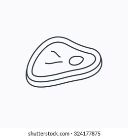 Meat icon. Beef steak sign. Barbecue meat slice symbol. Linear outline icon on white background. Vector