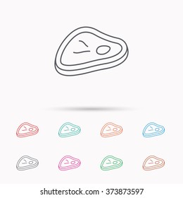 Meat icon. Beef steak sign. Barbecue meat slice symbol. Linear icons on white background.