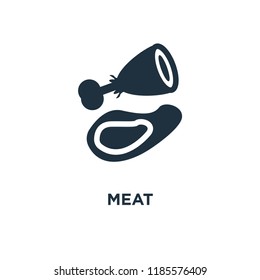 Meat icon. Black filled vector illustration. Meat symbol on white background. Can be used in web and mobile.