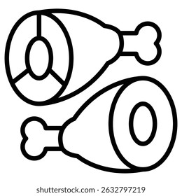 Meat icon Black and white outline vector