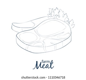 Meat icon. Cartoon vector food illustration. Hand drawn linear illustration on white background