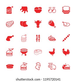 Meat icon. collection of 25 meat filled and outline icons such as beef, double burger with flag, bbq, food, rooster. editable meat icons for web and mobile.