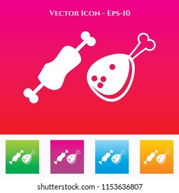 meat Icon in Colored Square box. eps-10
