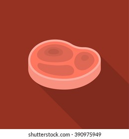 meat icon, flat  design with long shadow