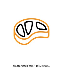 Meat icon. Line and two colour design template
