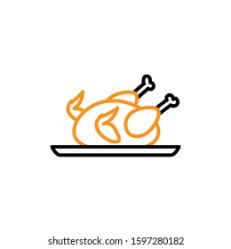 Meat icon. Line and two colour design template