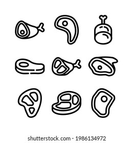icono de carne o logotipo símbolo de signo aislado ilustración vectorial - Colección de iconos vectoriales de estilo negro de alta calidad
