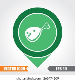Meat Icon On Map Pointer. Eps.-10.