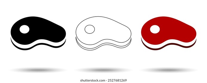Meat icon. Meat icon on a white background, isolated. The icon has three uses in applications and websites. Vector illustration. Meat icon on a white background.