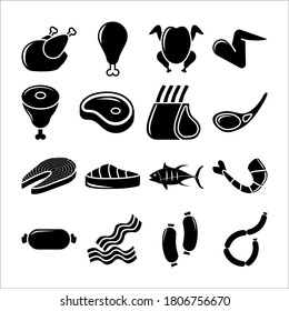 Fleisch-Icon Pack Vektorgrafik. Hochwertiges flaches Icon im trendigen Stil.