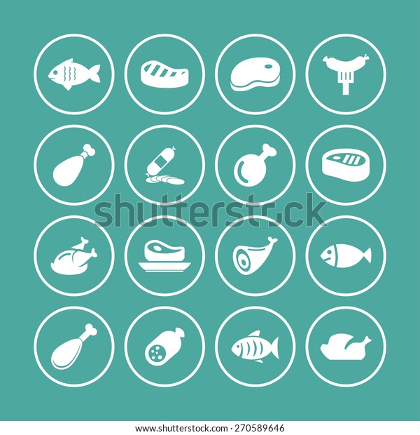 Meat Icon Set Stock Vector (Royalty Free) 270589646 | Shutterstock