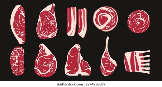 meat icon set any fresh meat icon setVector eps 10. , perfect for wallpaper or design elements