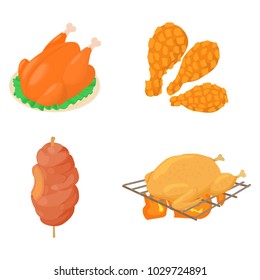 Meat icon set. Cartoon set of meat vector icons for web design isolated on white background