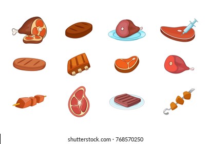 Meat icon set. Cartoon set of meat vector icons for your web design isolated on white background