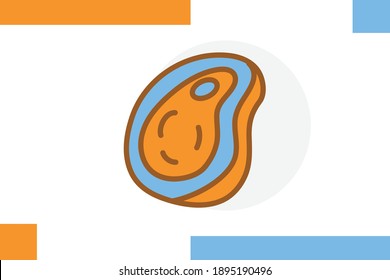 Meat icon set Filled line color concept related food elements.
