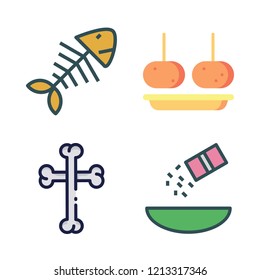 meat icon set. vector set about croquette, fishbone, seasoning and bones icons set.