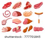 Meat icon set vector Fresh meat icons set