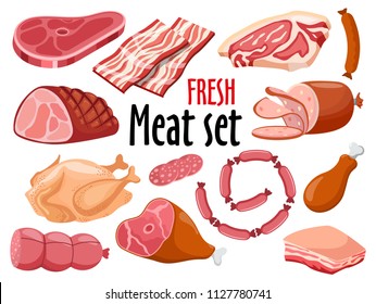 Meat Icon Set Vector Fresh Meat Icons Set