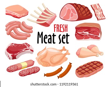 Meat Icon Set Vector Fresh Meat Icons Set