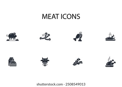 Meat icon set.vector.Editable stroke.linear style sign for use web design,logo.Symbol illustration.