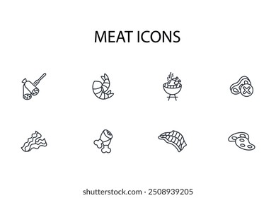 Meat icon set.vector.Editable stroke.linear style sign for use web design,logo.Symbol illustration.