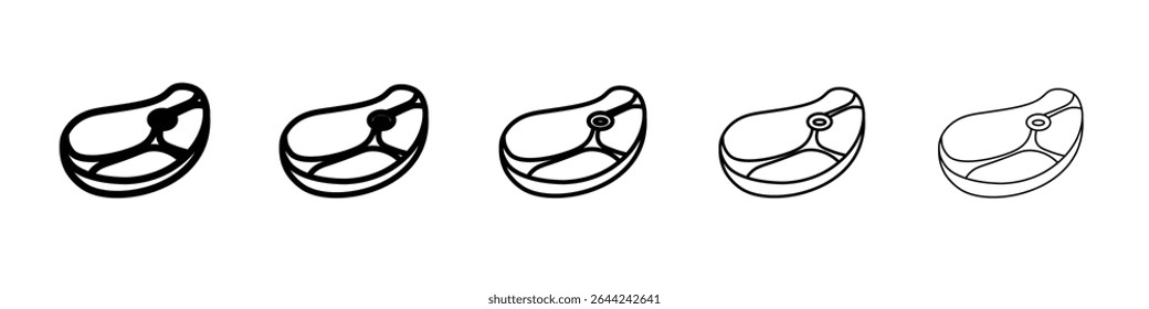 meat icon thin outline logo mark set