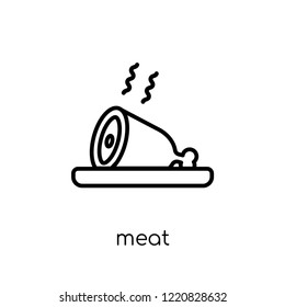 meat icon. Trendy modern flat linear vector meat icon on white background from thin line Restaurant collection, outline vector illustration
