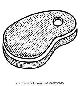 meat icon vector engraving style hand drawn black and white