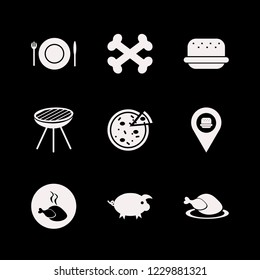 meat icon. meat vector icons set bones, fastfood location, grill and burger